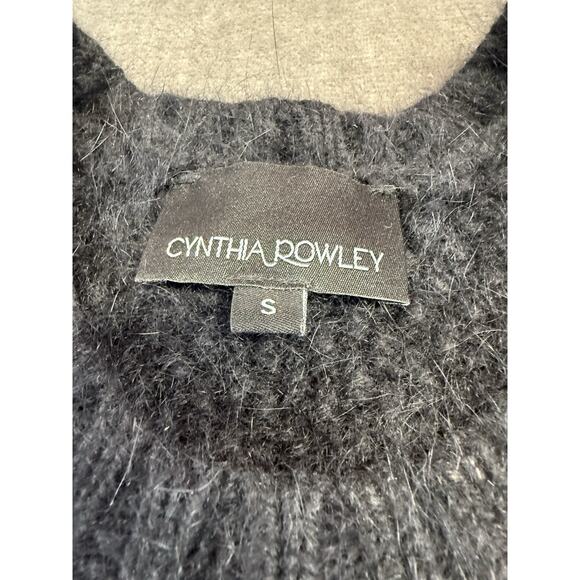 Cynthia Rowley Women’s Angora Blend Knit Sweater Top Black Short Sleeve Small - Picture 9 of 10
